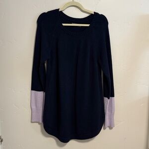 Anthropologie Blue and Pink Long Sleeve Tunic Sweater